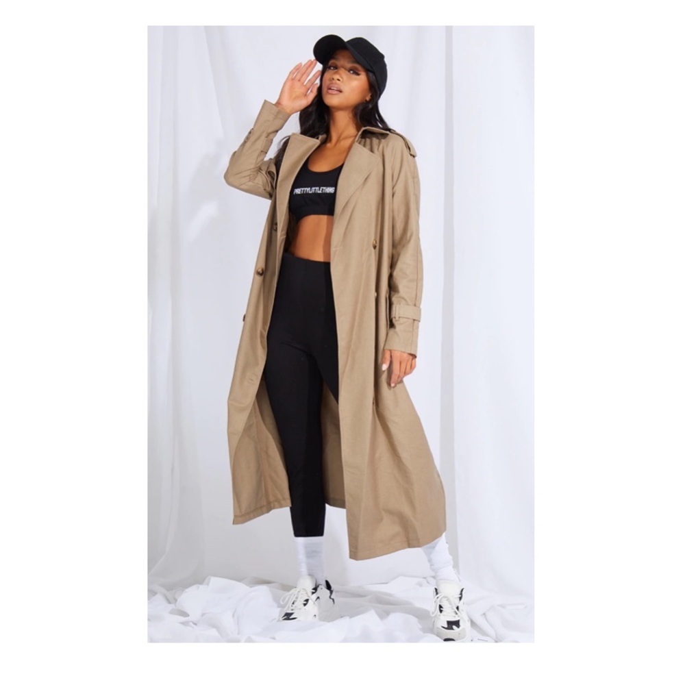 Tan Midi Trench Coat